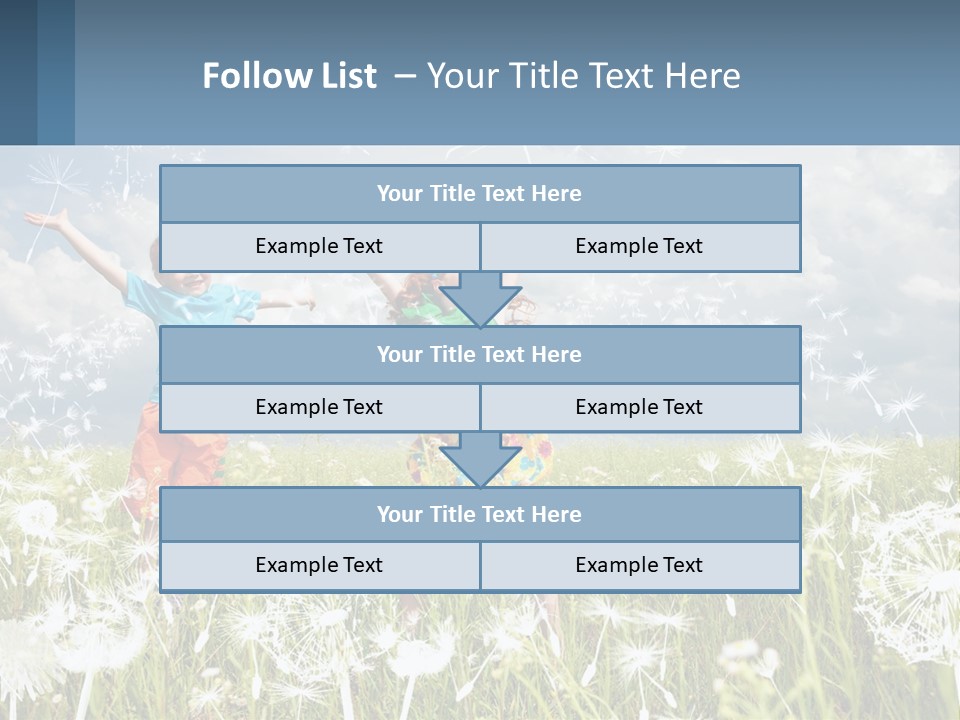 Two Children Jumping In A Field Of Dandelions PowerPoint Template