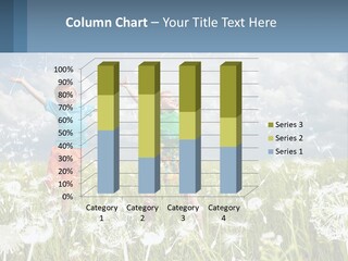 Two Children Jumping In A Field Of Dandelions PowerPoint Template