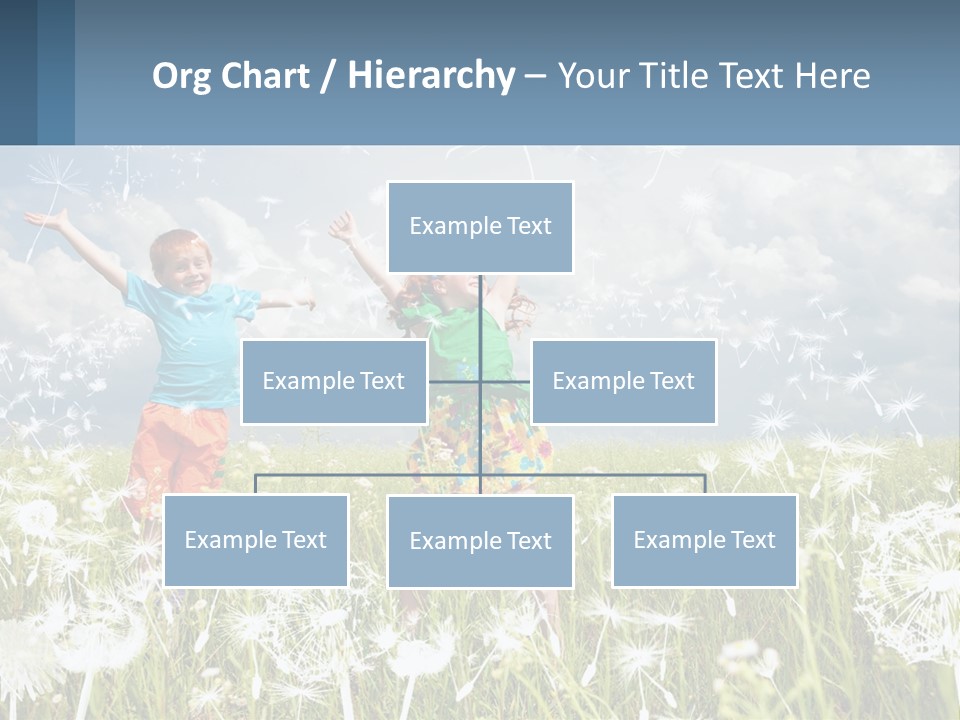Two Children Jumping In A Field Of Dandelions PowerPoint Template