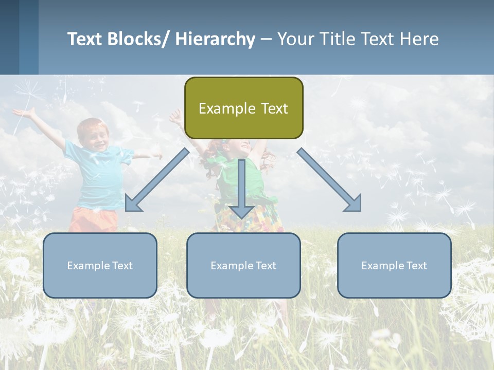 Two Children Jumping In A Field Of Dandelions PowerPoint Template