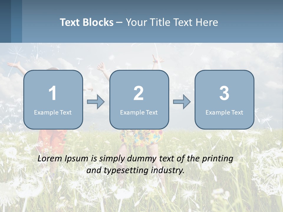 Two Children Jumping In A Field Of Dandelions PowerPoint Template