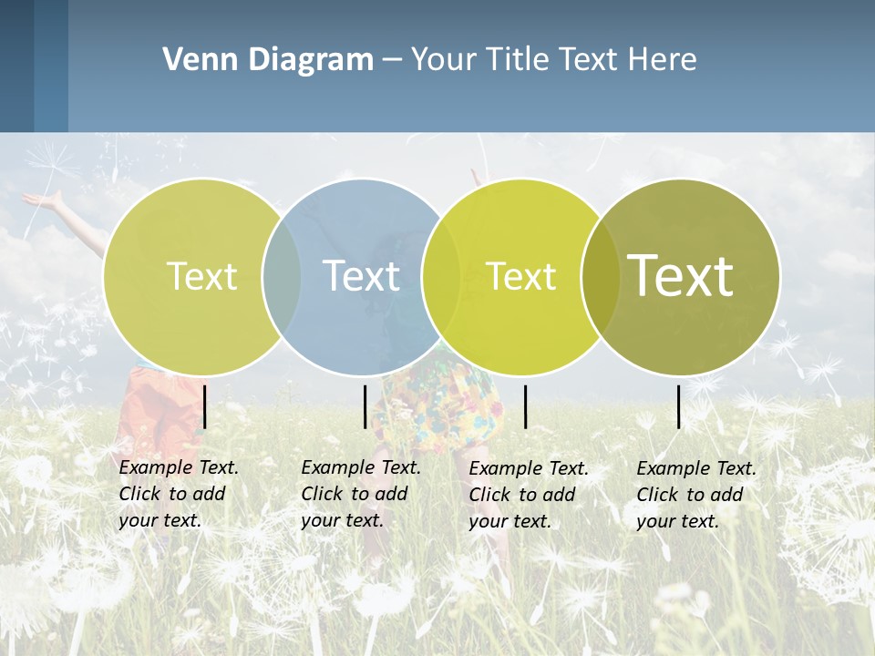 Two Children Jumping In A Field Of Dandelions PowerPoint Template