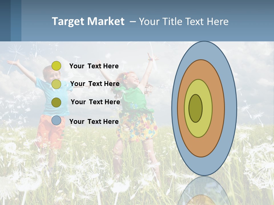 Two Children Jumping In A Field Of Dandelions PowerPoint Template