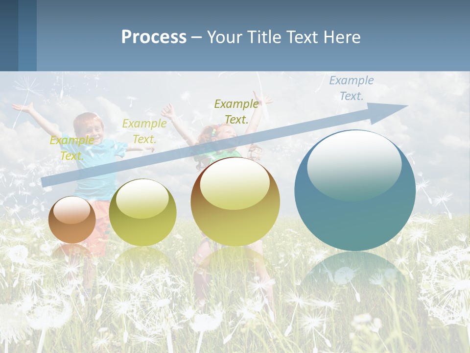 Two Children Jumping In A Field Of Dandelions PowerPoint Template