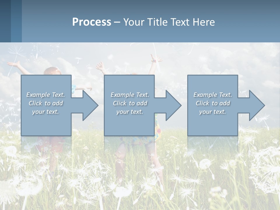Two Children Jumping In A Field Of Dandelions PowerPoint Template