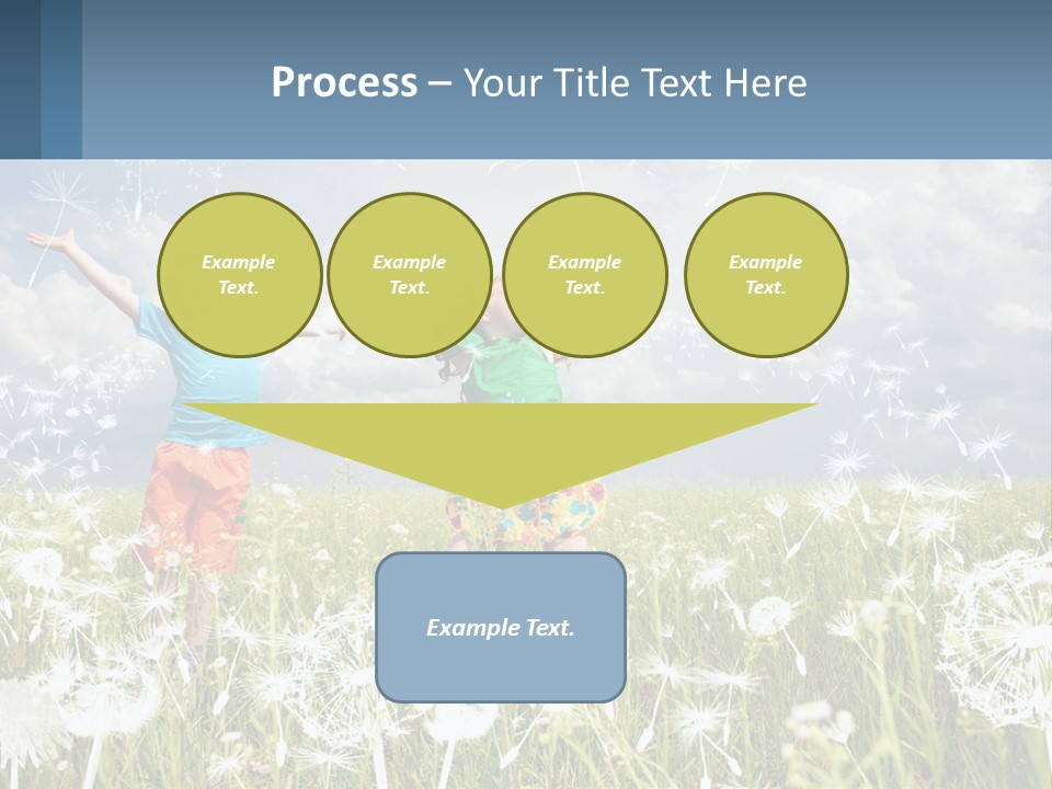 Two Children Jumping In A Field Of Dandelions PowerPoint Template