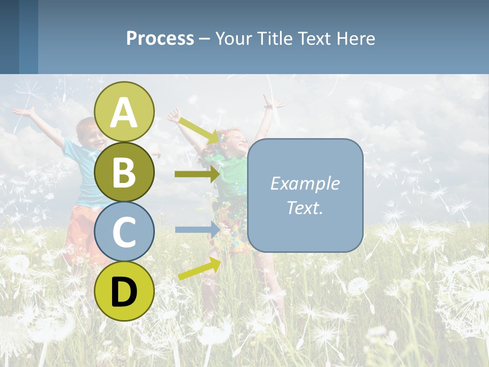 Two Children Jumping In A Field Of Dandelions PowerPoint Template