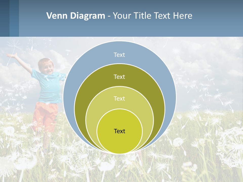Two Children Jumping In A Field Of Dandelions PowerPoint Template