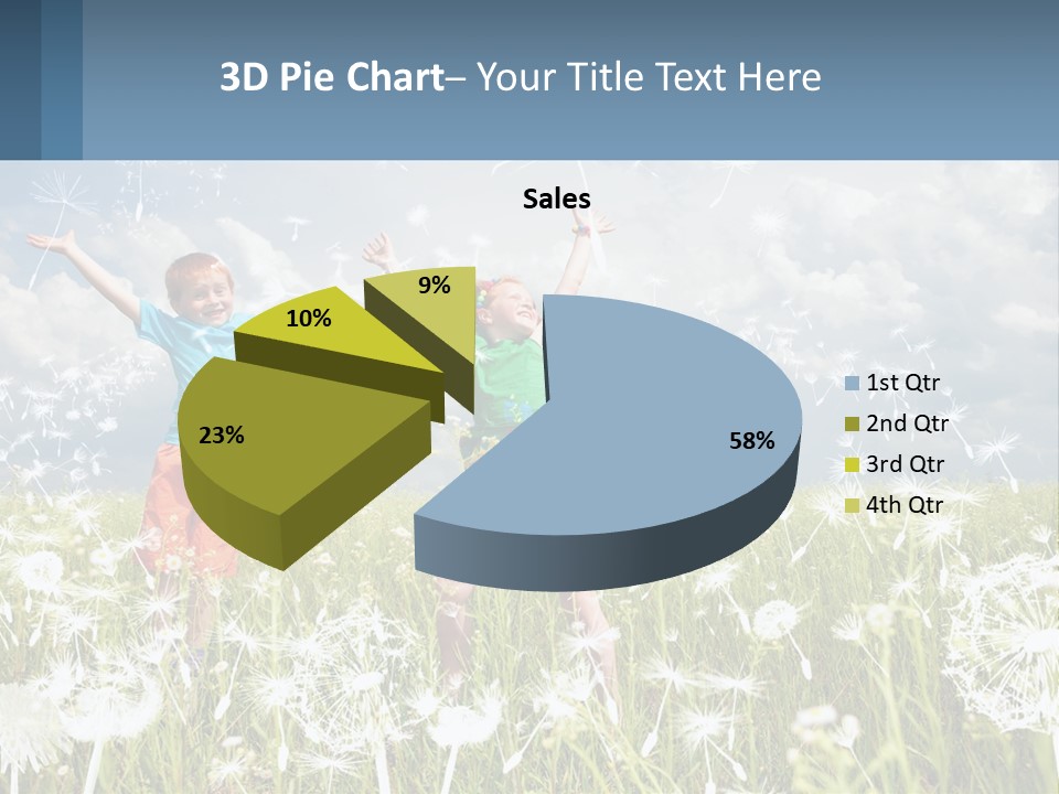 Two Children Jumping In A Field Of Dandelions PowerPoint Template