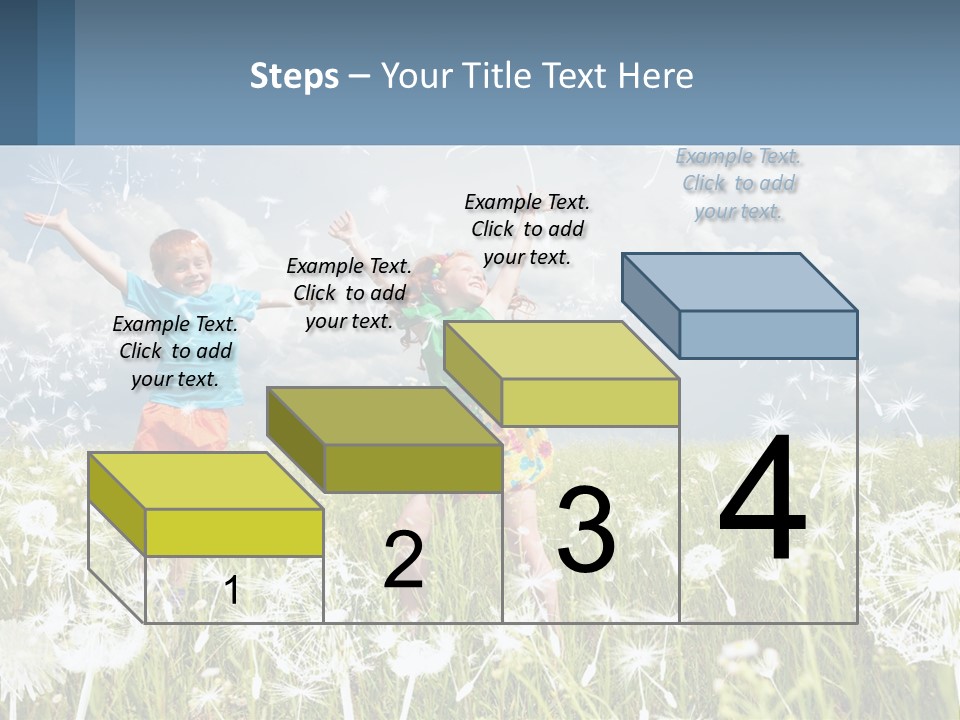 Two Children Jumping In A Field Of Dandelions PowerPoint Template