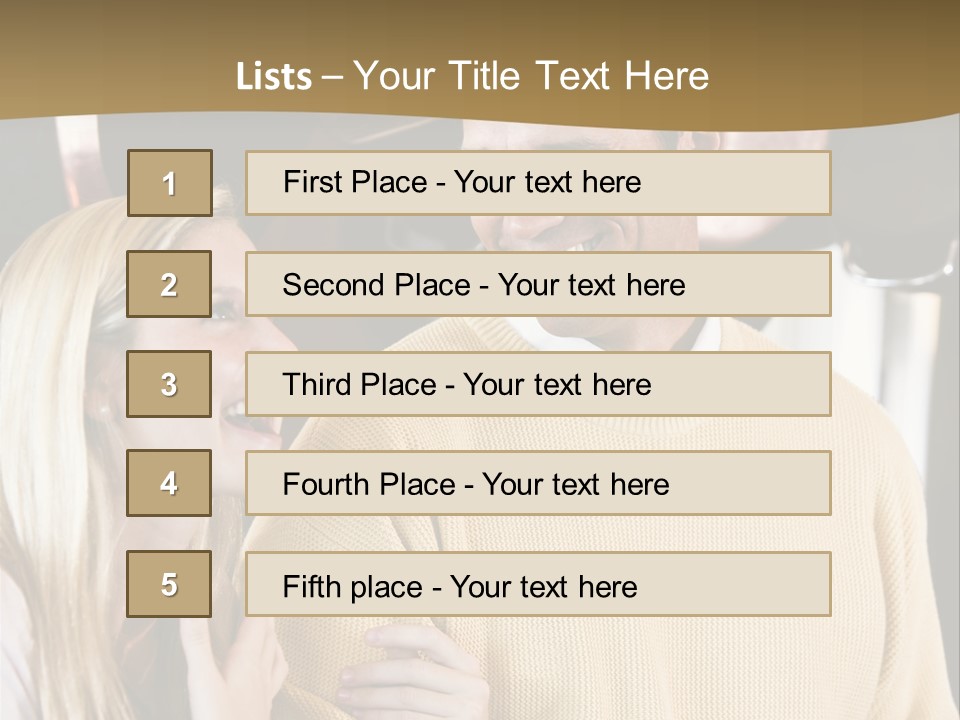 A Man And A Woman Talking In A Kitchen PowerPoint Template