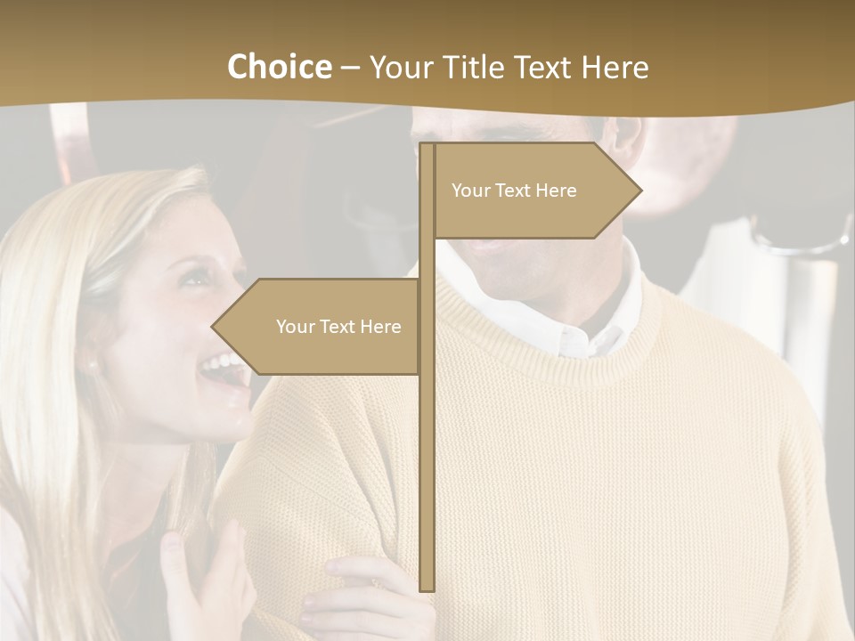 A Man And A Woman Talking In A Kitchen PowerPoint Template