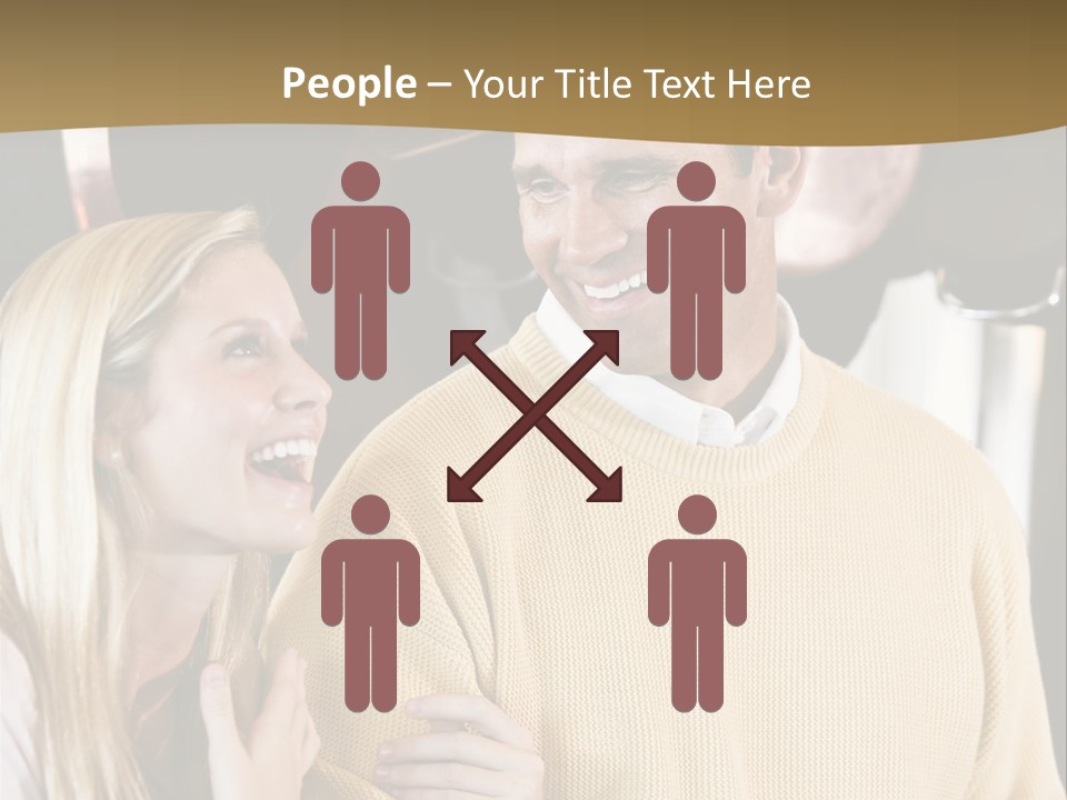 A Man And A Woman Talking In A Kitchen PowerPoint Template