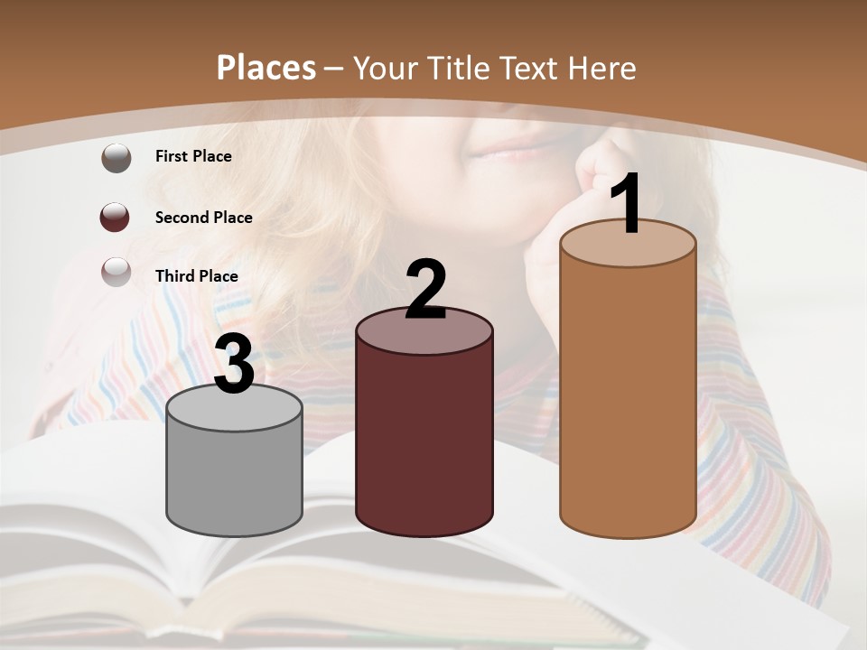 A Little Girl Is Reading A Book On A Table PowerPoint Template