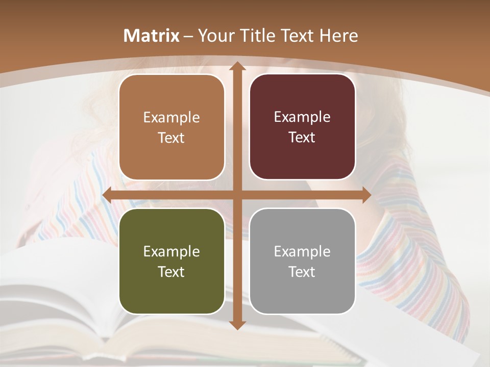 A Little Girl Is Reading A Book On A Table PowerPoint Template