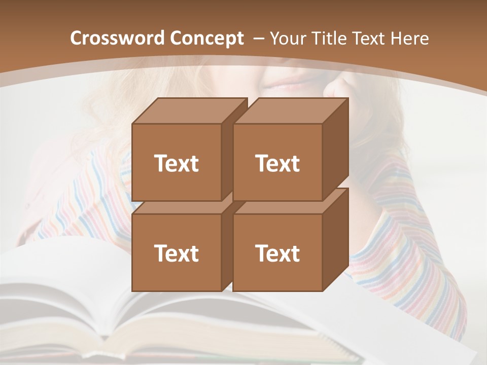 A Little Girl Is Reading A Book On A Table PowerPoint Template