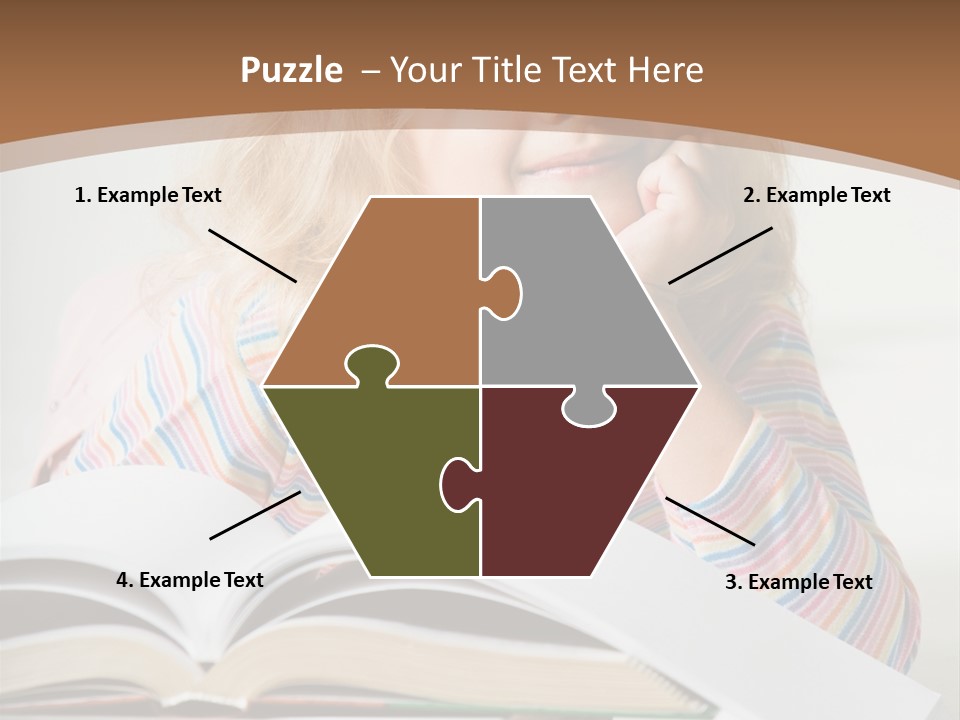 A Little Girl Is Reading A Book On A Table PowerPoint Template