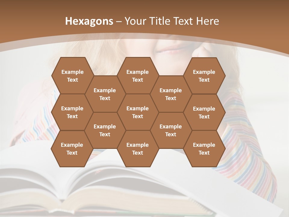 A Little Girl Is Reading A Book On A Table PowerPoint Template