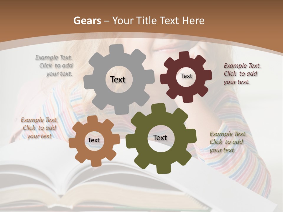 A Little Girl Is Reading A Book On A Table PowerPoint Template