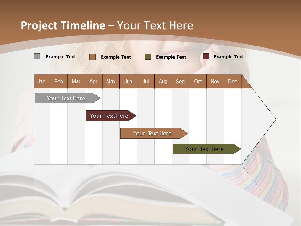 A Little Girl Is Reading A Book On A Table PowerPoint Template