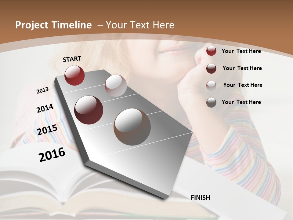 A Little Girl Is Reading A Book On A Table PowerPoint Template