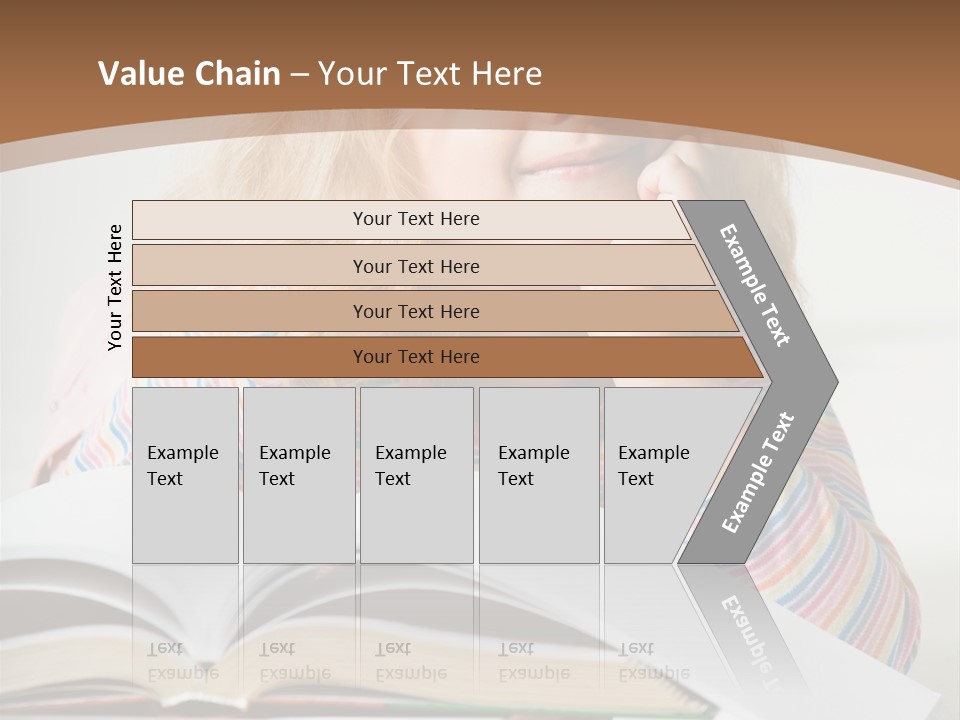 A Little Girl Is Reading A Book On A Table PowerPoint Template