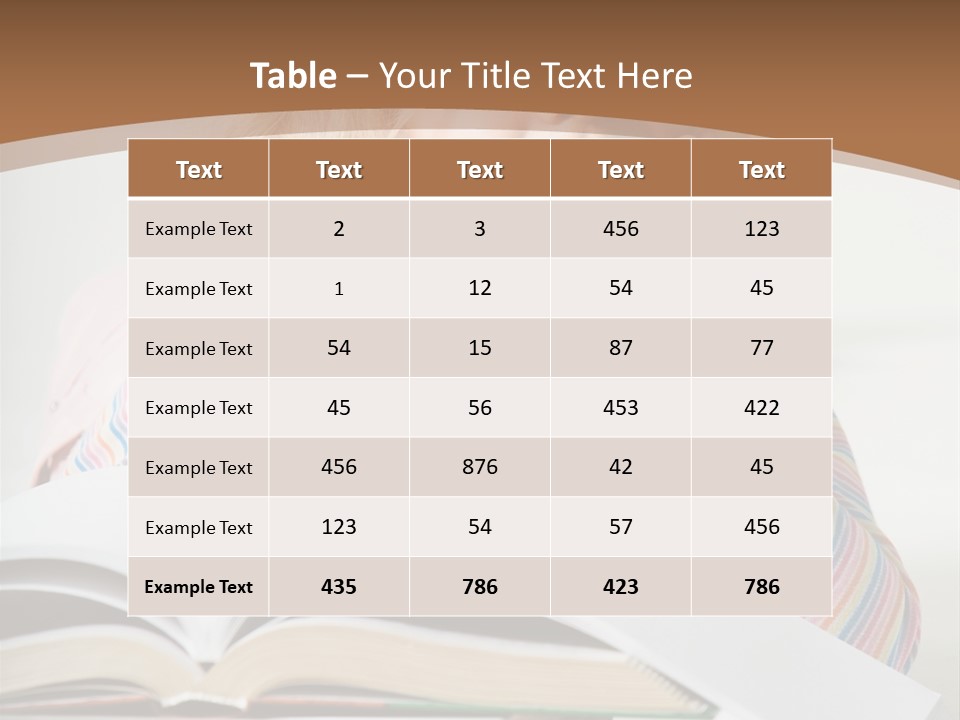A Little Girl Is Reading A Book On A Table PowerPoint Template