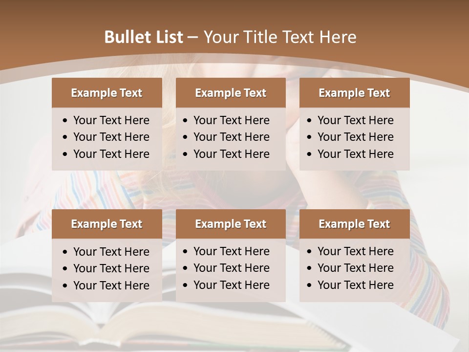 A Little Girl Is Reading A Book On A Table PowerPoint Template