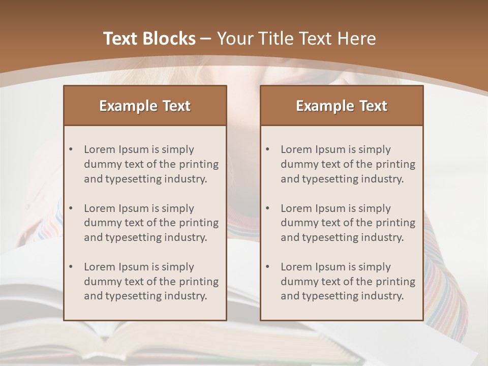 A Little Girl Is Reading A Book On A Table PowerPoint Template
