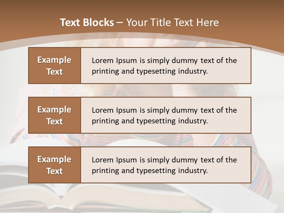 A Little Girl Is Reading A Book On A Table PowerPoint Template