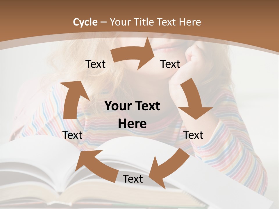 A Little Girl Is Reading A Book On A Table PowerPoint Template