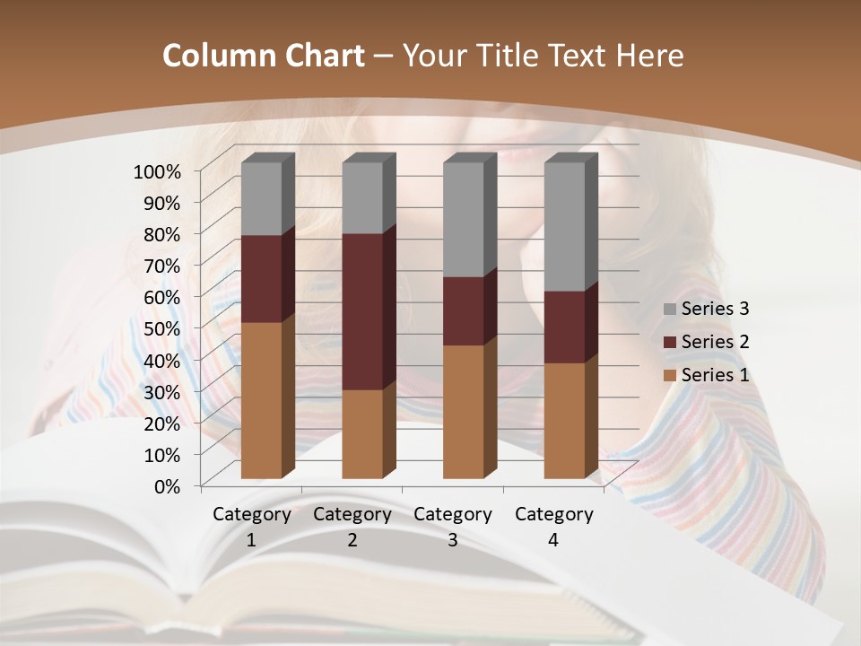 A Little Girl Is Reading A Book On A Table PowerPoint Template