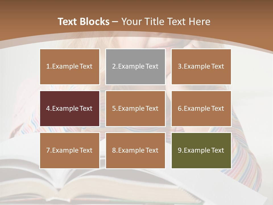 A Little Girl Is Reading A Book On A Table PowerPoint Template