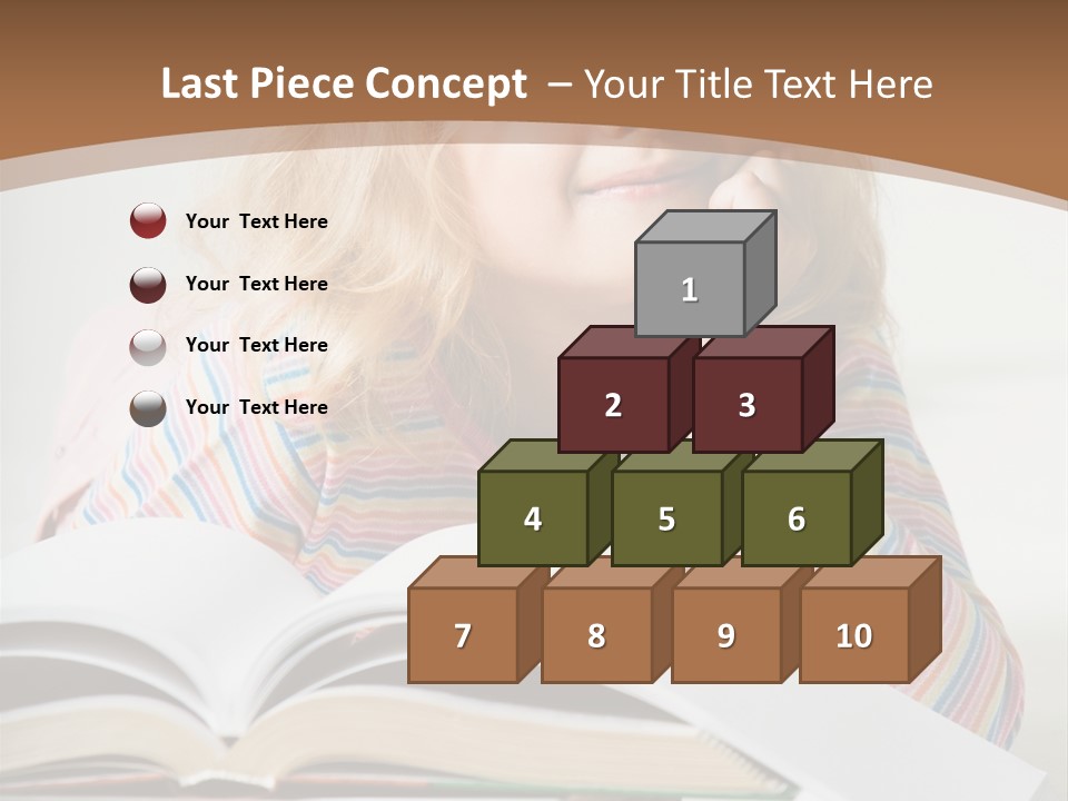 A Little Girl Is Reading A Book On A Table PowerPoint Template