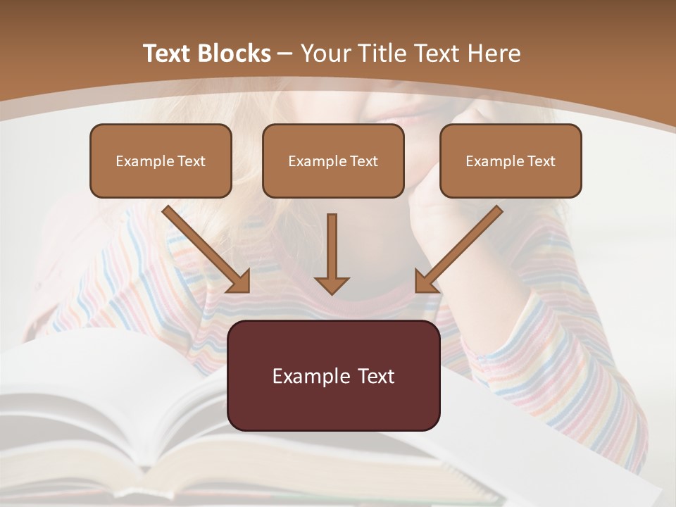 A Little Girl Is Reading A Book On A Table PowerPoint Template