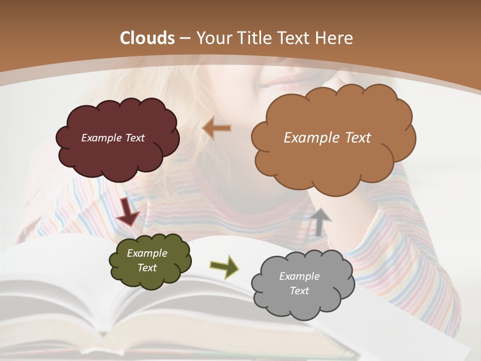 A Little Girl Is Reading A Book On A Table PowerPoint Template
