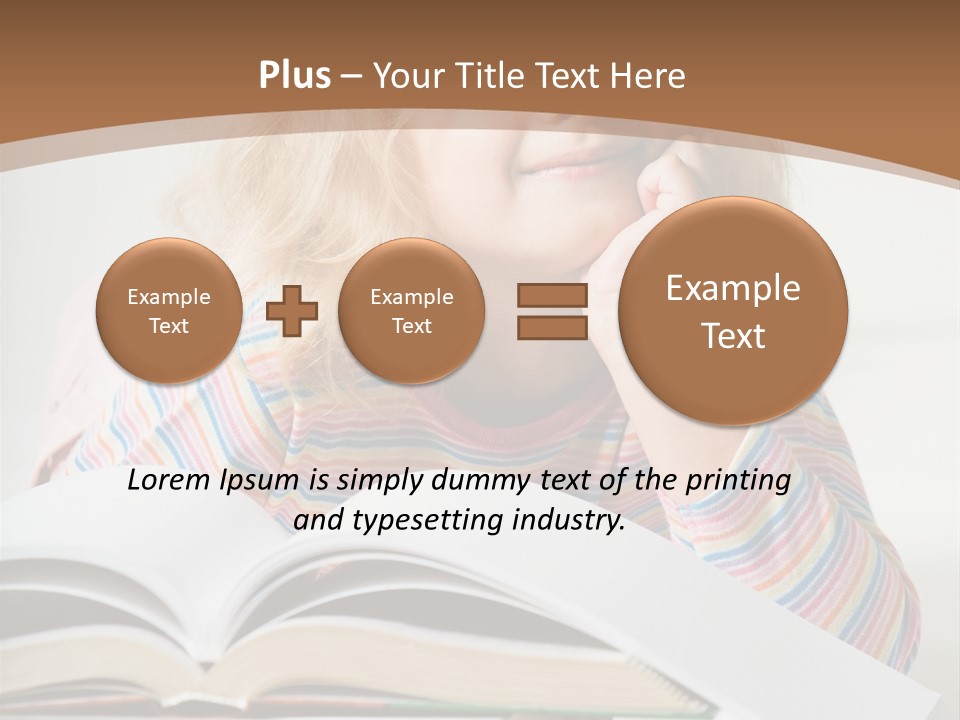 A Little Girl Is Reading A Book On A Table PowerPoint Template