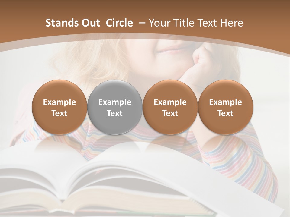 A Little Girl Is Reading A Book On A Table PowerPoint Template