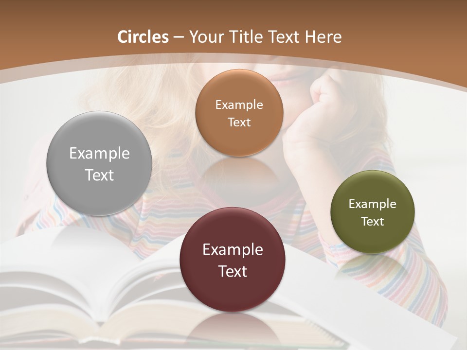 A Little Girl Is Reading A Book On A Table PowerPoint Template