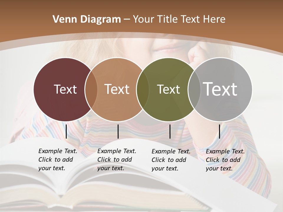 A Little Girl Is Reading A Book On A Table PowerPoint Template