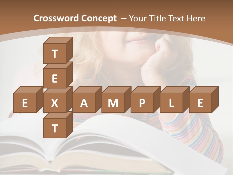 A Little Girl Is Reading A Book On A Table PowerPoint Template