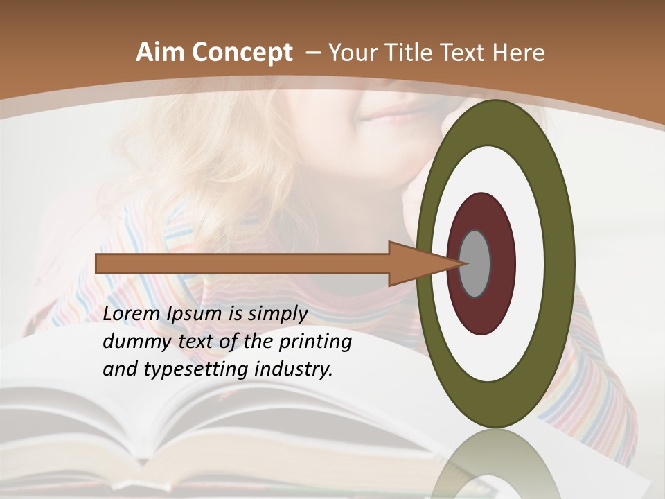 A Little Girl Is Reading A Book On A Table PowerPoint Template