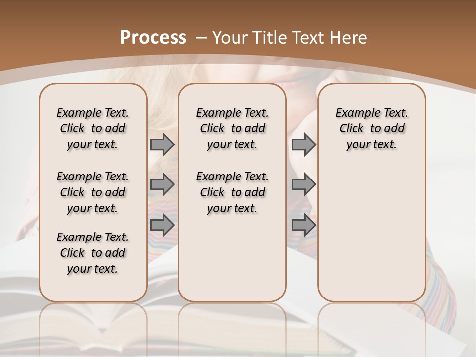 A Little Girl Is Reading A Book On A Table PowerPoint Template