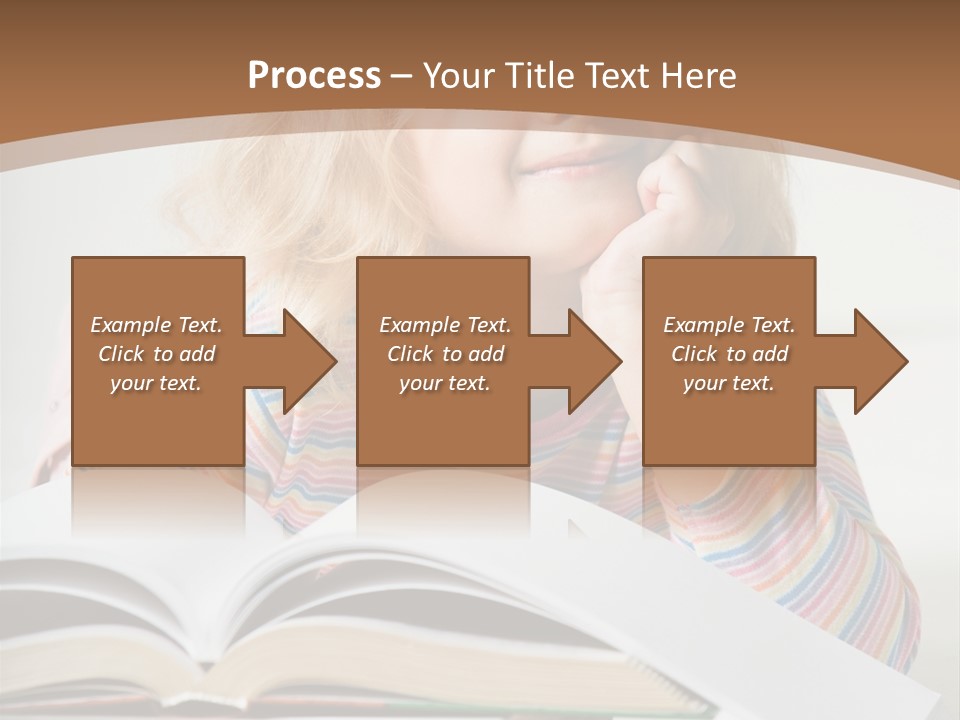 A Little Girl Is Reading A Book On A Table PowerPoint Template
