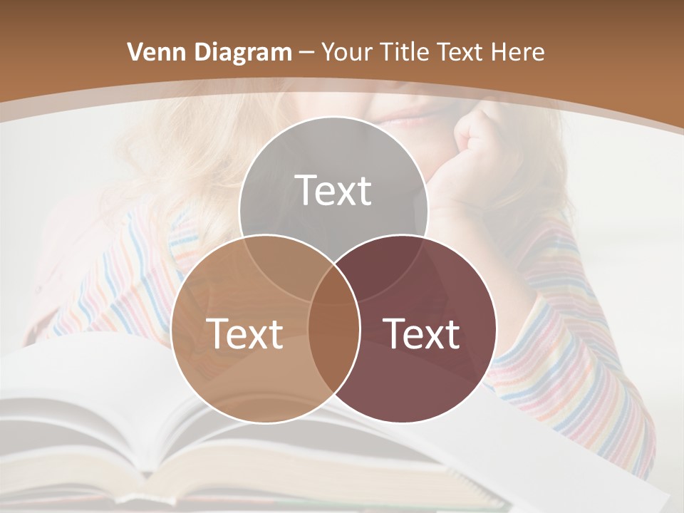 A Little Girl Is Reading A Book On A Table PowerPoint Template