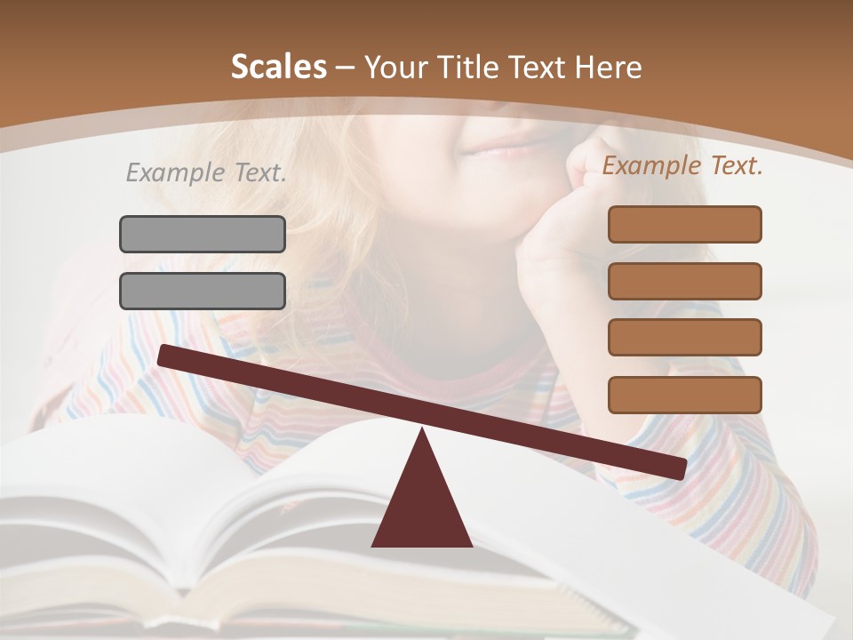 A Little Girl Is Reading A Book On A Table PowerPoint Template