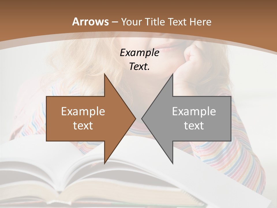 A Little Girl Is Reading A Book On A Table PowerPoint Template