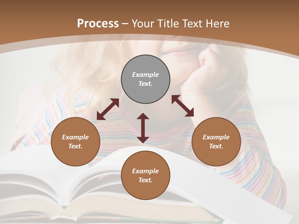 A Little Girl Is Reading A Book On A Table PowerPoint Template