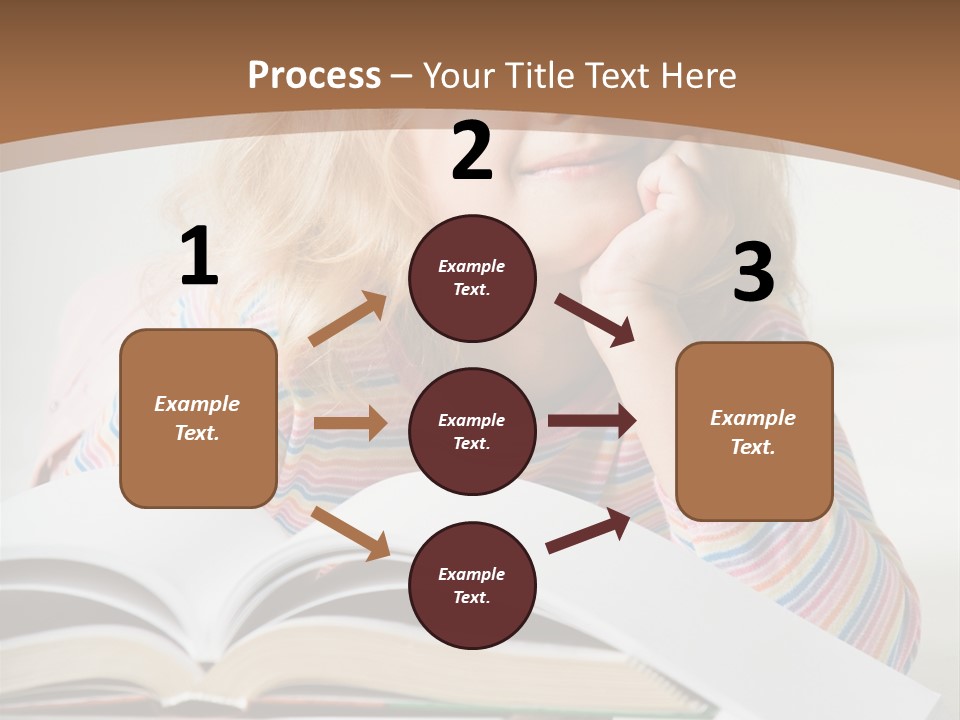 A Little Girl Is Reading A Book On A Table PowerPoint Template