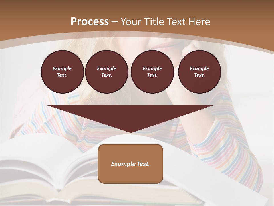 A Little Girl Is Reading A Book On A Table PowerPoint Template